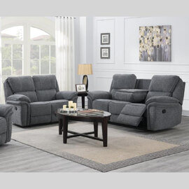 Brela Fabric Recliner 3+2 Seater Sofa Set In Dark Grey