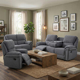 Brela Fabric Recliner Sofa Suite In Grey