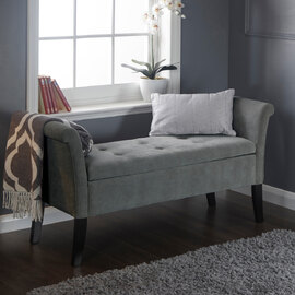 Bridport Fabric Storage Ottoman In Grey