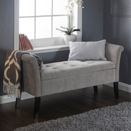 Bridport Fabric Storage Ottoman In Silver
