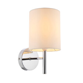 Brio White Fabric Wall Light In Polished Chrome