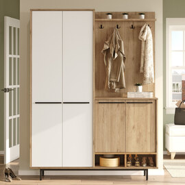 Brivon Wooden Hallway Furniture with 2 White Doors in Oak