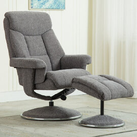 Brixton Fabric Recliner Chair With Stool In Lisbon Grey