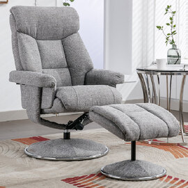 Brixton Fabric Recliner Chair With Stool In Lisbon Rock
