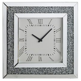 Brompton Modern Mirrored Glass Wall Clock With Crystals