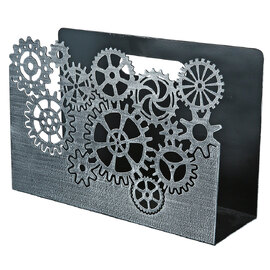 Brooklyn Metal Gear Wheels Magazine Rack - Silver