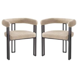 Bruges Fabric Dining Chair In Pair - Oatmeal