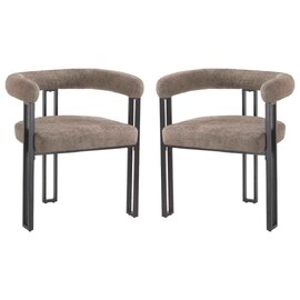 Bruges Fabric Dining Chair In Pair - Taupe