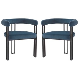 Bruges Valvet Dining Chair In Pair - Blue
