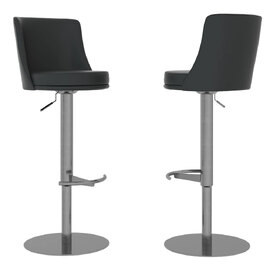 Brunswick Black Faux Leather Bar Chairs In Pair