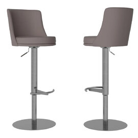 Brunswick Taupe Faux Leather Bar Chairs In Pair