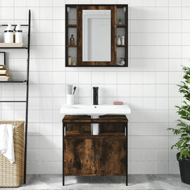 Brussels Wooden 2 Piece Bathroom Furniture Set In Smoked Oak