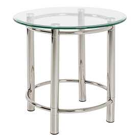 Buckeye Round Clear Glass Side Table With Chrome Legs