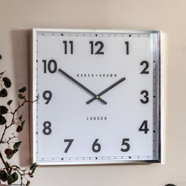 Budapest Wooden Square Wall Clock In Chrome