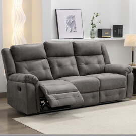 Budva Fabric Recliner 3 Seater Sofa In Dark Grey