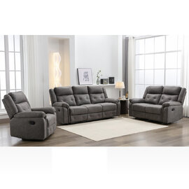 Budva Fabric Recliner Sofa Suite In Dark Grey