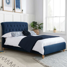 Bulverde Fabric Small Double Bed In Midnight Blue