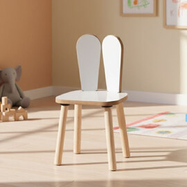 Bunny Wooden Kids Chair in White and Oak