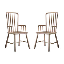 Burbank Oak Wood Carver Dining Chairs In Pair