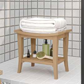 Burbank Wooden Bathroom Side Table In Teak