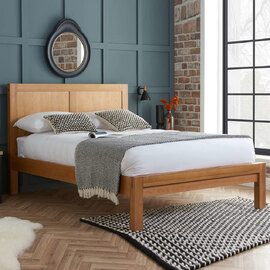 Burbank Wooden Double Bed In Oak