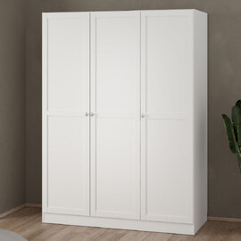 Burbank Wooden Wardrobe With 3 Doors In White