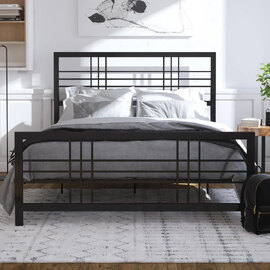 Burma Metal Double Bed In Black