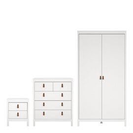 Butler Wooden Bedroom Set With 2 Doors Wardrobe In White