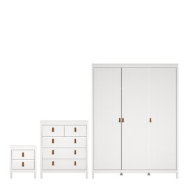 Butler Wooden Bedroom Set With 3 Doors Wardrobe In White