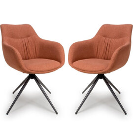 Buxton Brick Fabric Carver Dining Chairs In Pair