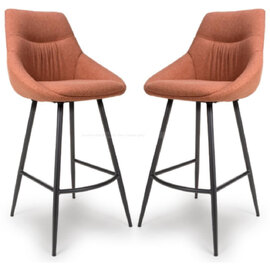 Buxton Brick Fabric Bar Chairs In Pair