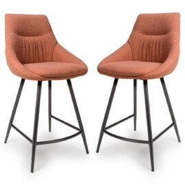 Buxton Brick Fabric Counter Bar Chairs In Pair