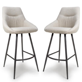 Buxton Natural Fabric Bar Chairs In Pair