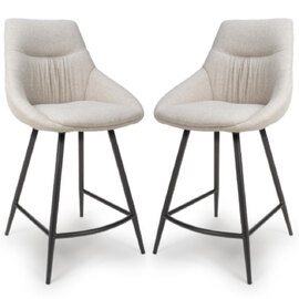 Buxton Natural Fabric Counter Bar Chairs In Pair