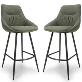 Buxton Sage Fabric Bar Chairs In Pair
