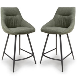 Buxton Sage Fabric Counter Bar Chairs In Pair