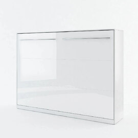 Cadott High Gloss Horizontal Wall Double Bed In White