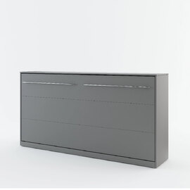 Cadott Wooden Horizontal Wall Single Bed In Matt Grey