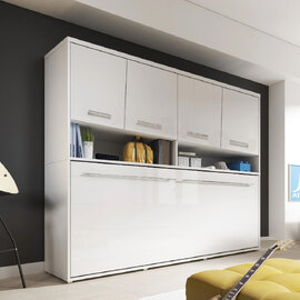 Cadott Wooden Horizontal Wall Single Bed In Matt White