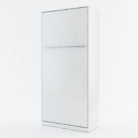 Cadott Wooden Vertical Wall Single Bed In Matt White