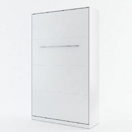 Cadott Wooden Vertical Wall Small Double Bed In Matt White