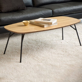 Caguas Wooden Rectangular Coffee Table In Oak And Matt Black