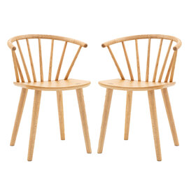 Cairo Natural Wooden Dining Chairs In Pair