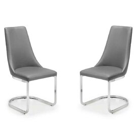 Caishen Grey Faux Leather Dining Chairs in Pair