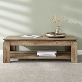 Caister Wooden Rectangular Coffee Table In Grey Oak
