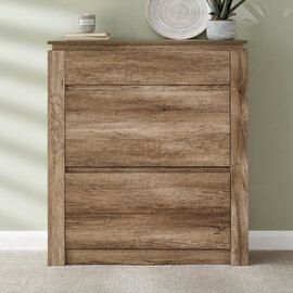 Caister Wooden Shoe Storage Cabinet With 2 Flap Doors In Grey Oak