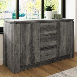 Caister Wooden Sideboard With 2 Doors 3 Drawers - Charcoal Grey