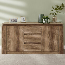 Caister Wooden Sideboard With 2 Doors 3 Drawers In Grey Oak