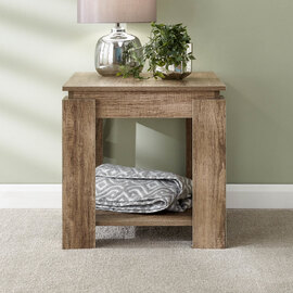 Caister Wooden Square Lamp Table In Grey Oak