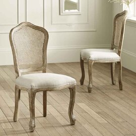 Caitlyn Oatmeal and Limed Oak Rattan Back Dining Chairs in Pair